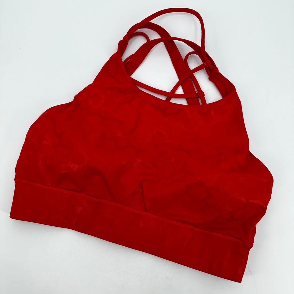 Crowned Athletics XXL Red Metallic Animal Print Strappy High Neck Sports Bra